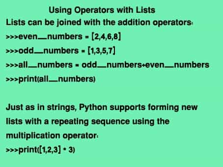 operators with list
