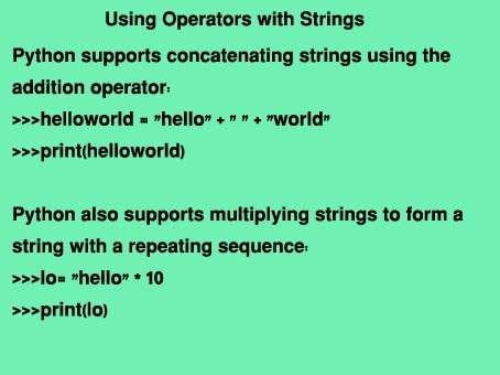 Operators with String Operators with String