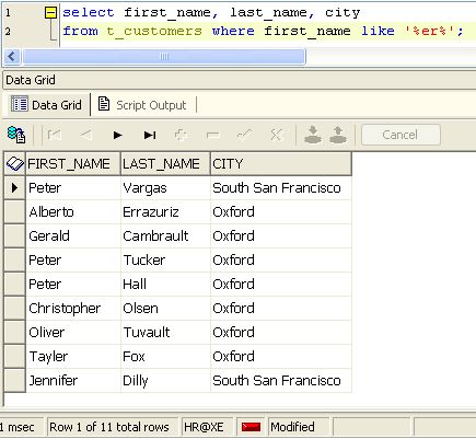 Wild Card Operator Table-3